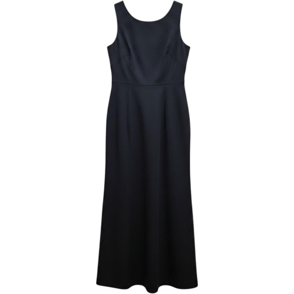Liz Claiborne Lizsport Dress Women 12 Black Tencel Cotton Maxi Vintage EUC